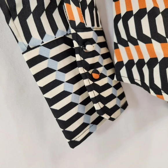 Mango Geometric Print Point Collar Shirt Size XS NWT - Picture 2 of 16